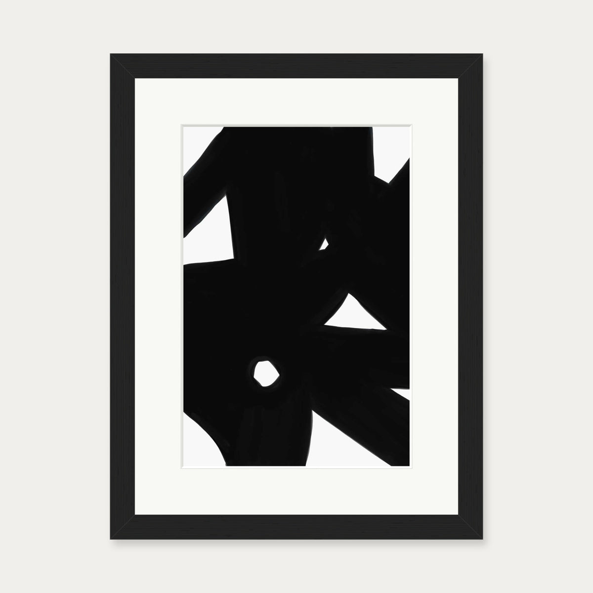Black Abstract Lines Art Print — 30 x 40 cm — Black Frame