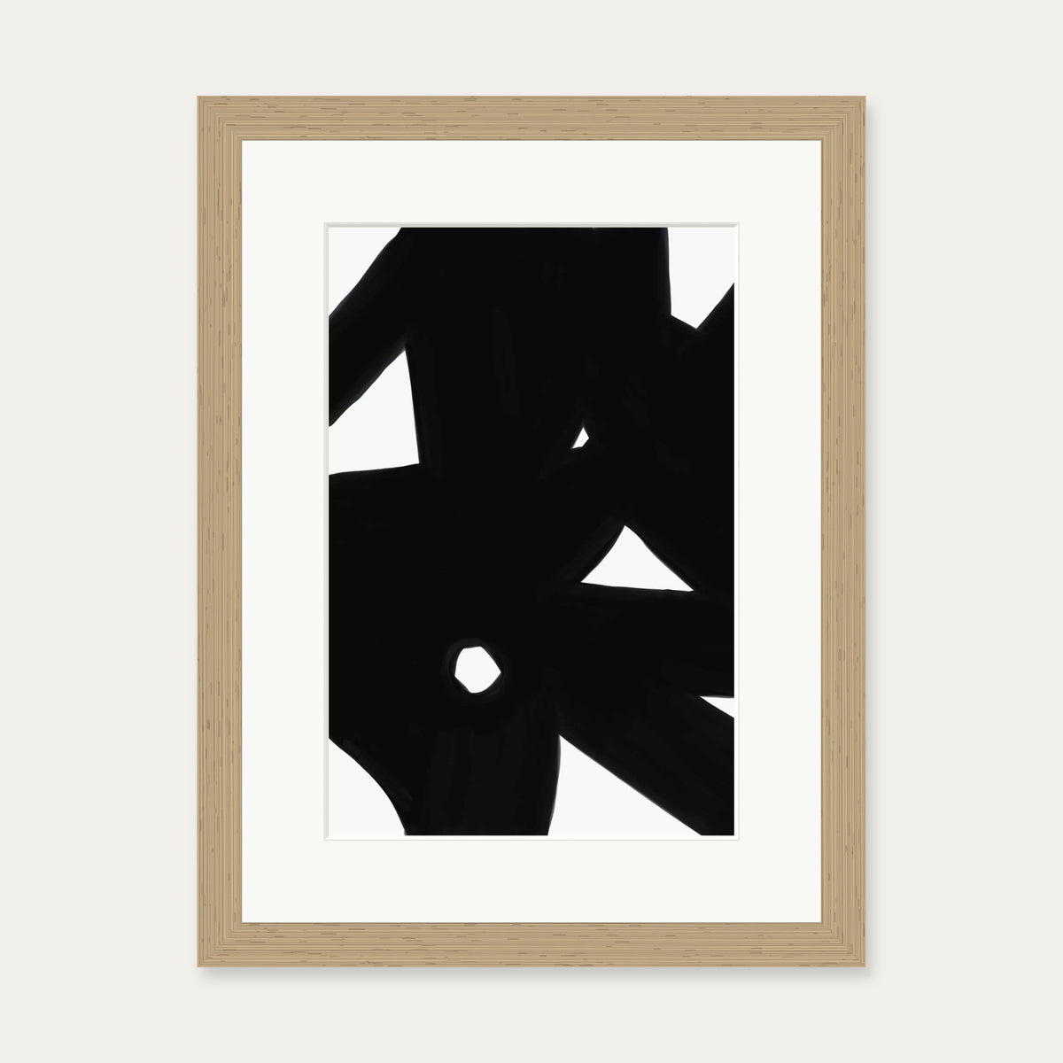 Black Abstract Lines Art Print — 30 x 40 cm — Oak Frame