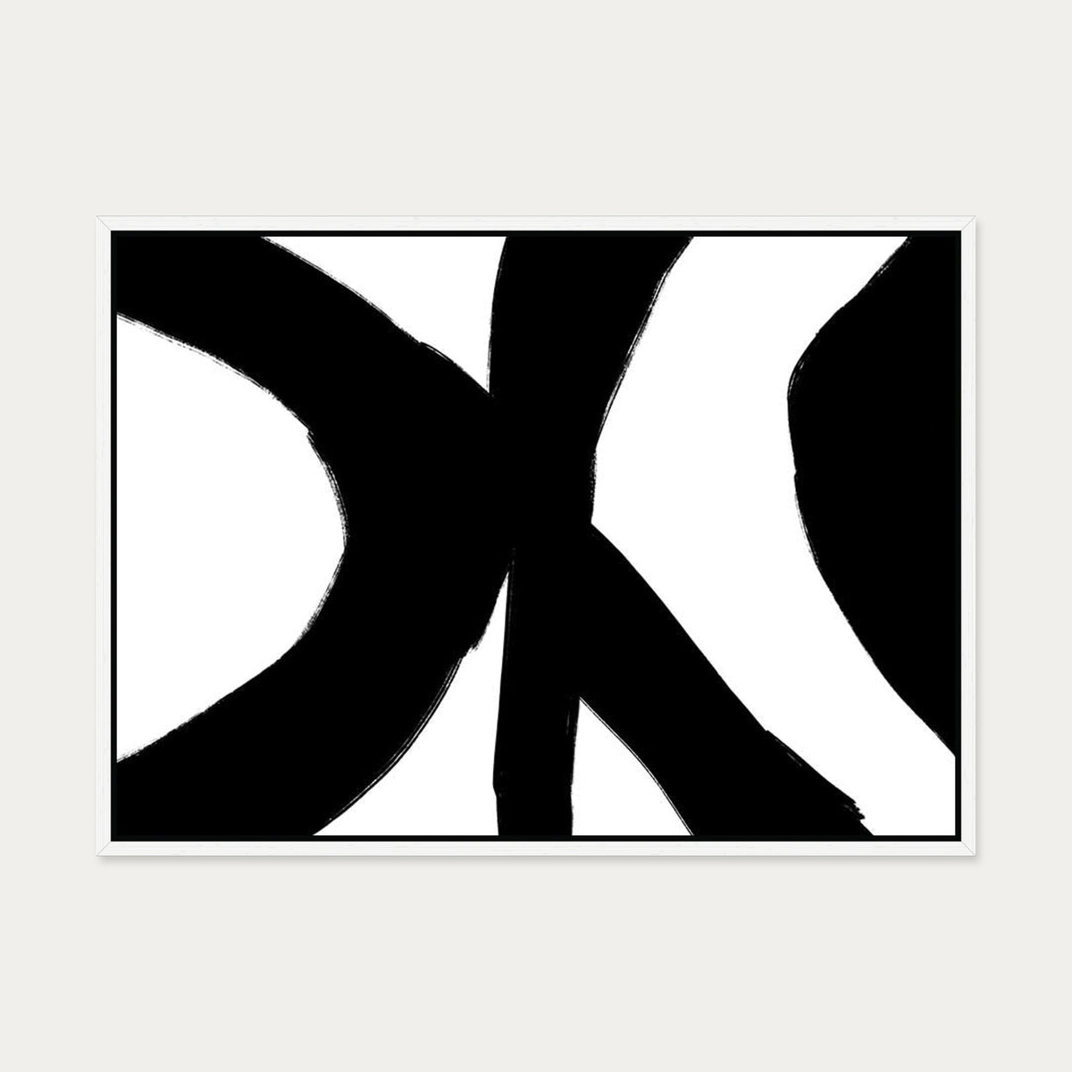 Black Abstract Strokes Canvas Art — 50 x 70 cm — White Frame