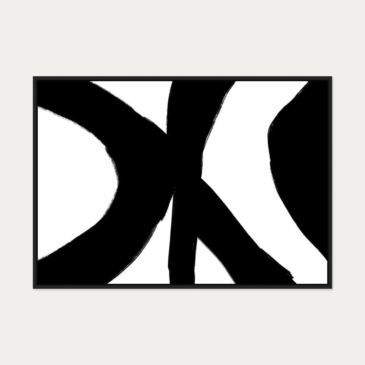 Black Abstract Strokes Canvas Art — 70 x 100 cm — Black Frame
