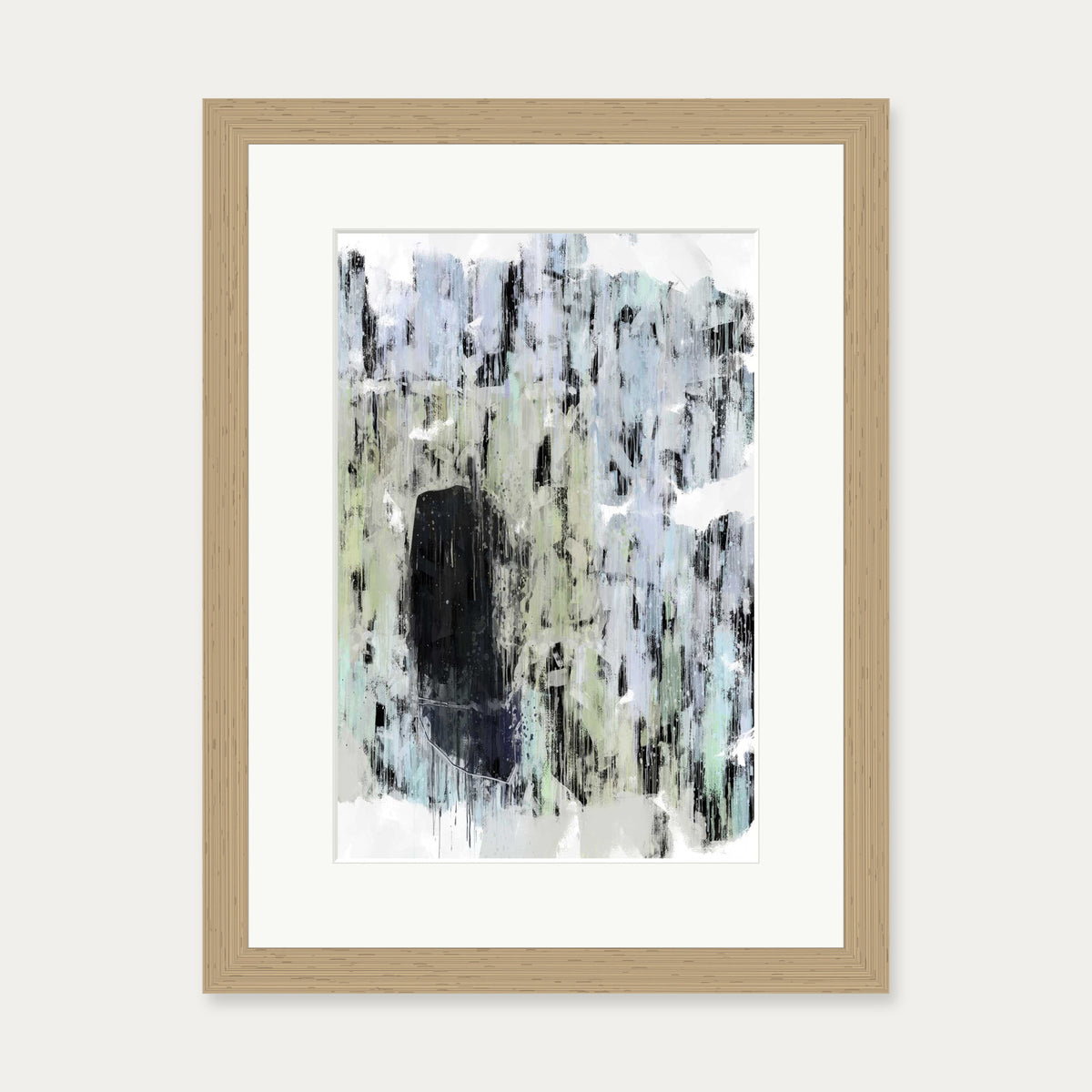 Black Abstract Texture Art Print — 30 x 40 cm — Oak Frame