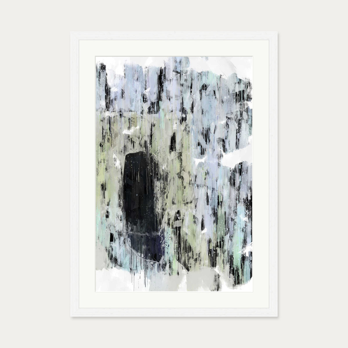 Black Abstract Texture Art Print — 50 x 70 cm — White Frame