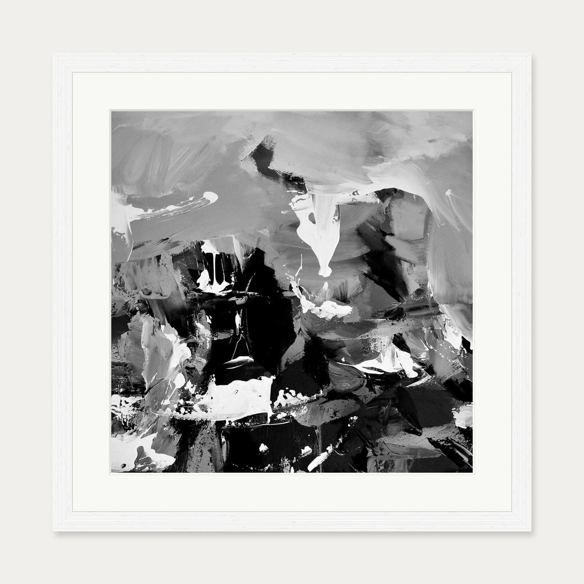 Black Abstraction II Art Print — 50 x 50 cm — White Frame