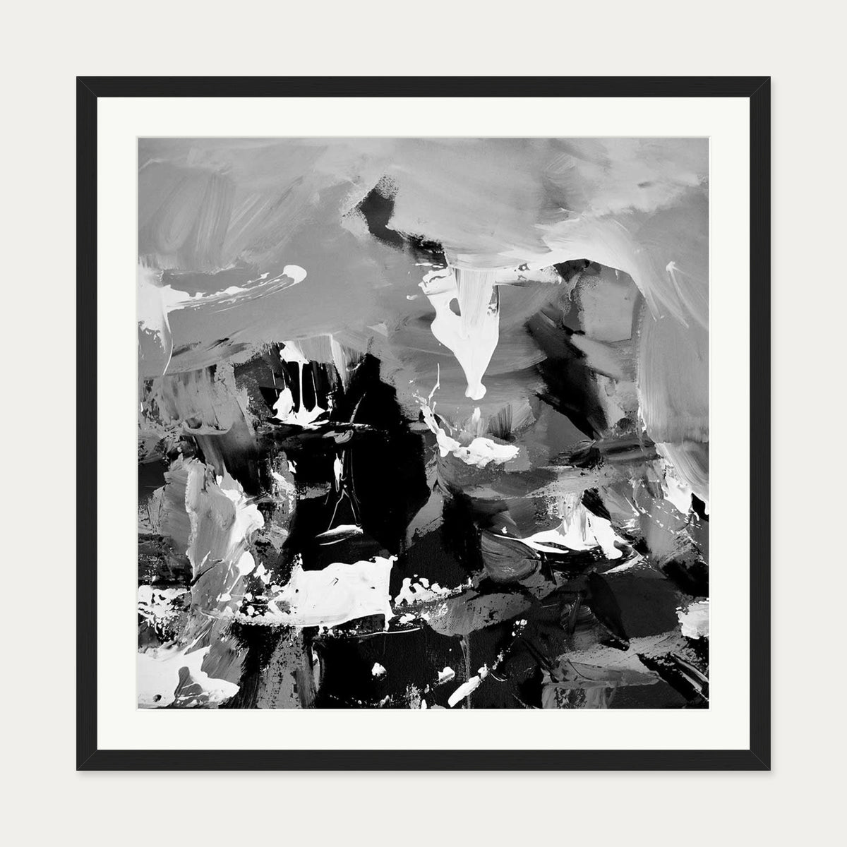 Black Abstraction II Art Print — 70 x 70 cm — Black Frame