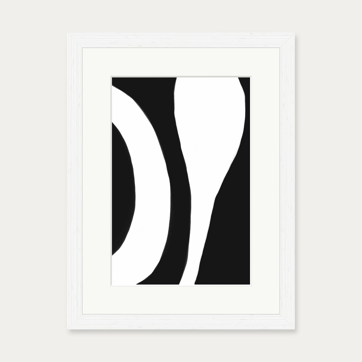 Black And White Abstract Lines Art Print — 30 x 40 cm — White Frame