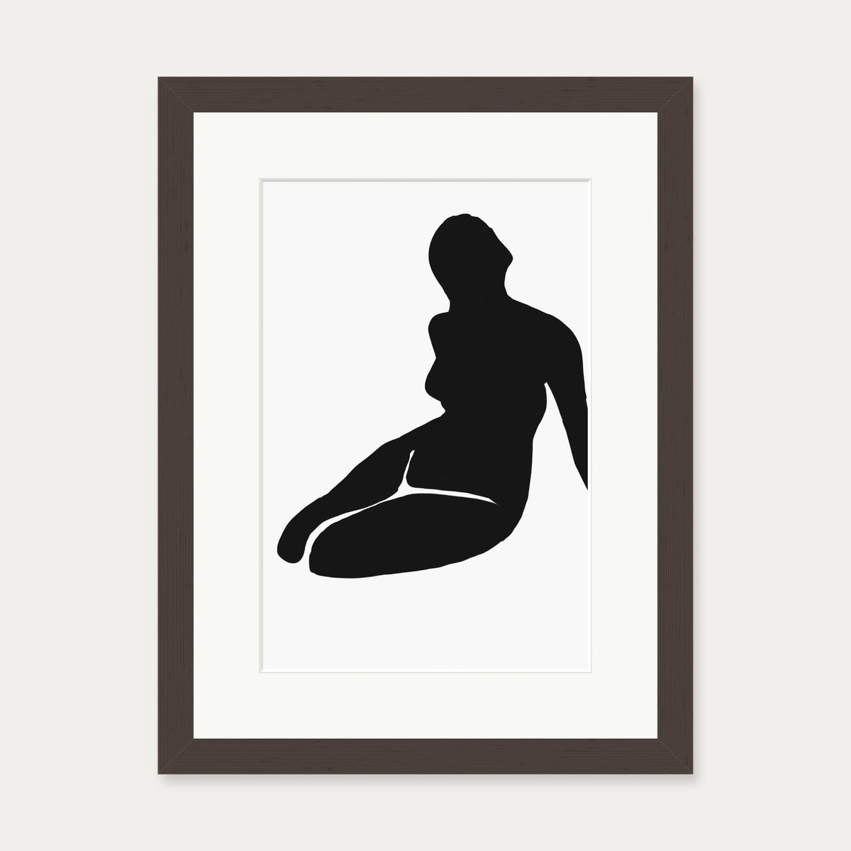 Black And White Figure Art Print — 30 x 40 cm — Brown Frame