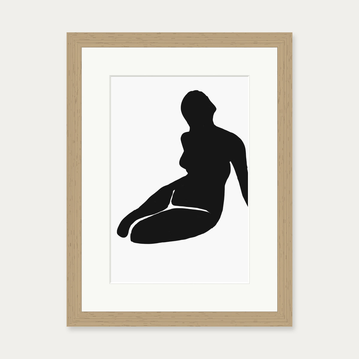 Black And White Figure Art Print — 30 x 40 cm — Oak Frame