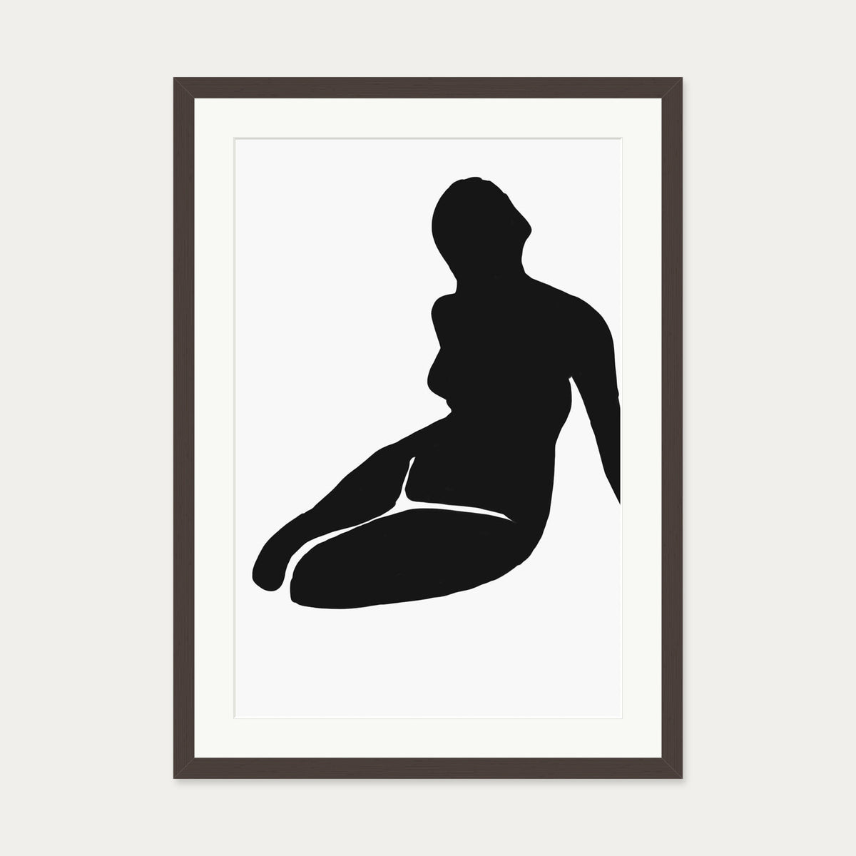 Black And White Figure Art Print — 50 x 70 cm — Brown Frame