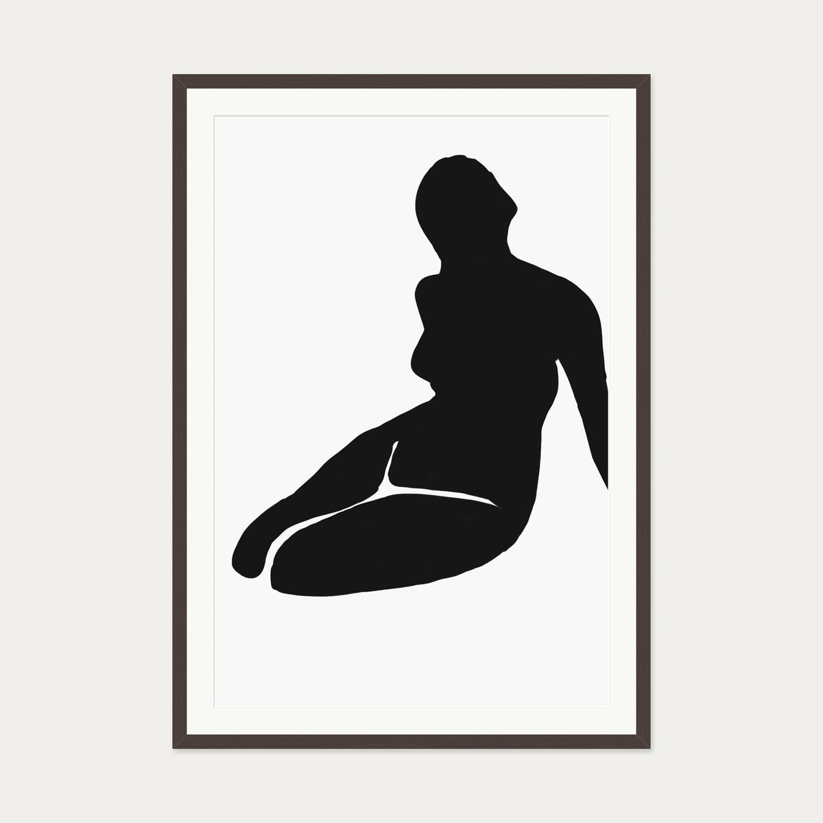 Black And White Figure Art Print — 70 x 100 cm — Brown Frame