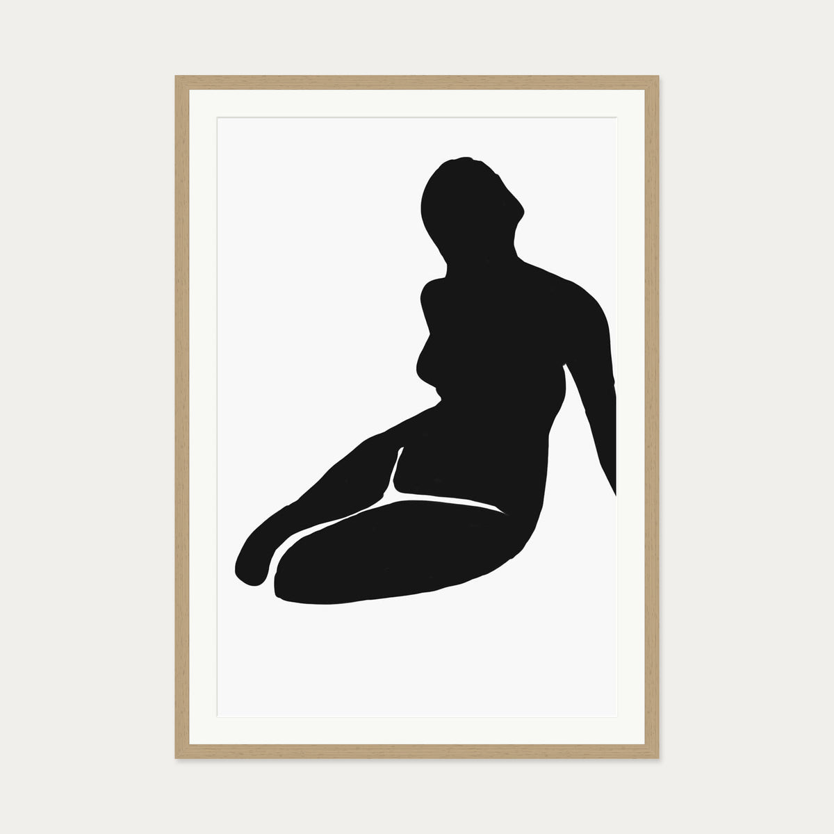 Black And White Figure Art Print — 70 x 100 cm — Oak Frame