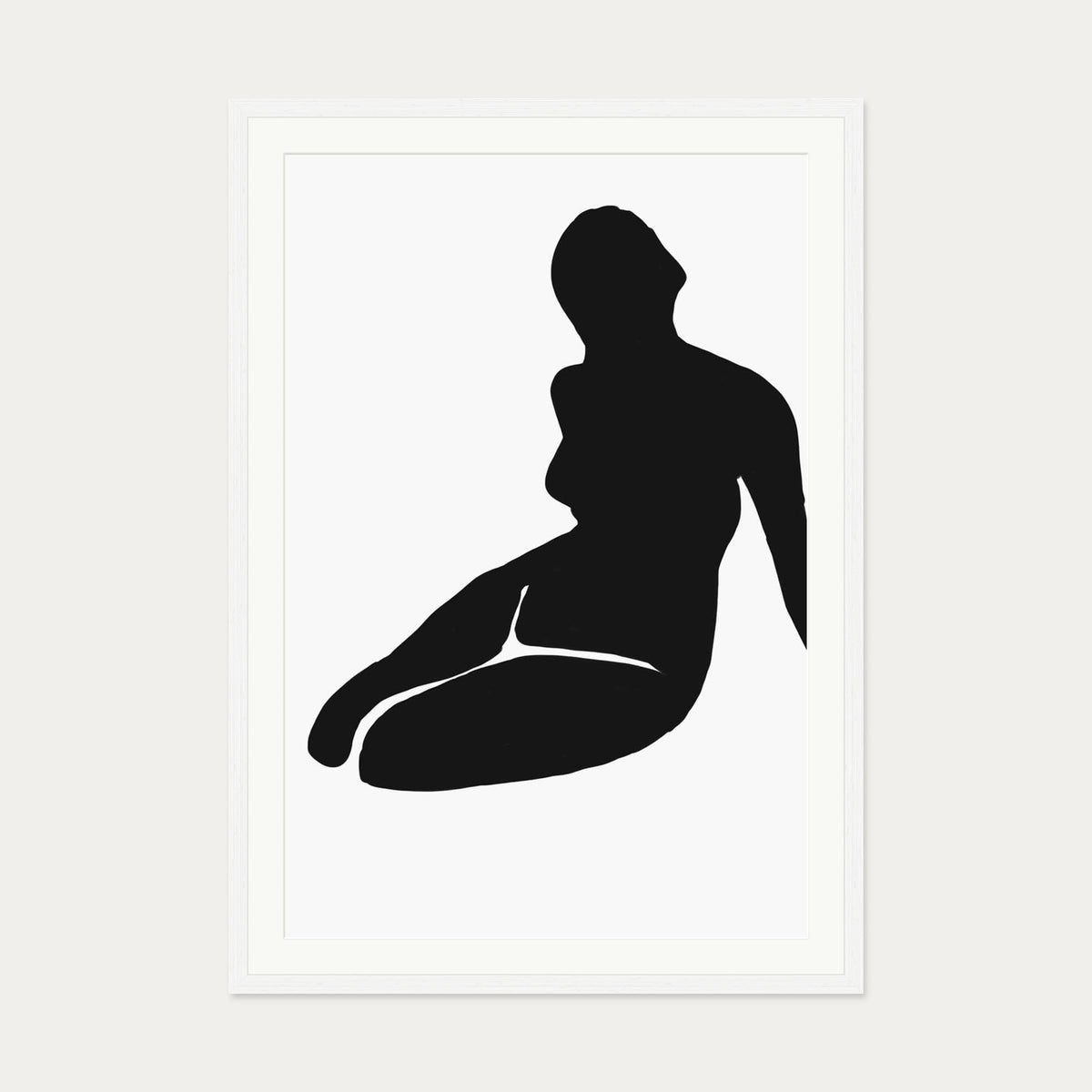 Black And White Figure Art Print — 70 x 100 cm — White Frame