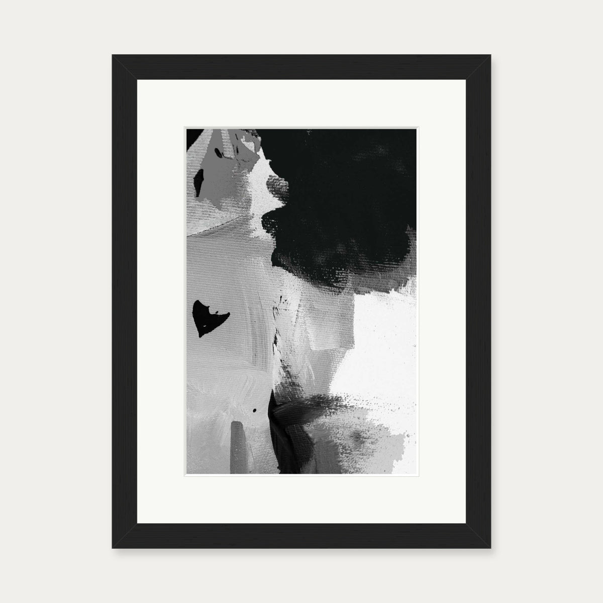 Mono Brush Strokes Art Print — 30 x 40 cm — Black Frame