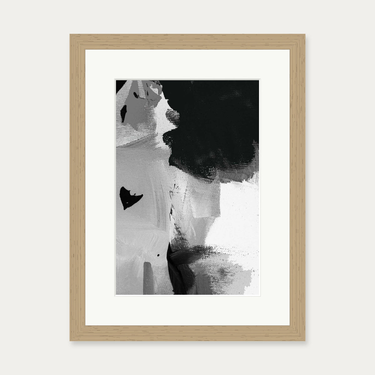 Mono Brush Strokes Art Print — 30 x 40 cm — Oak Frame