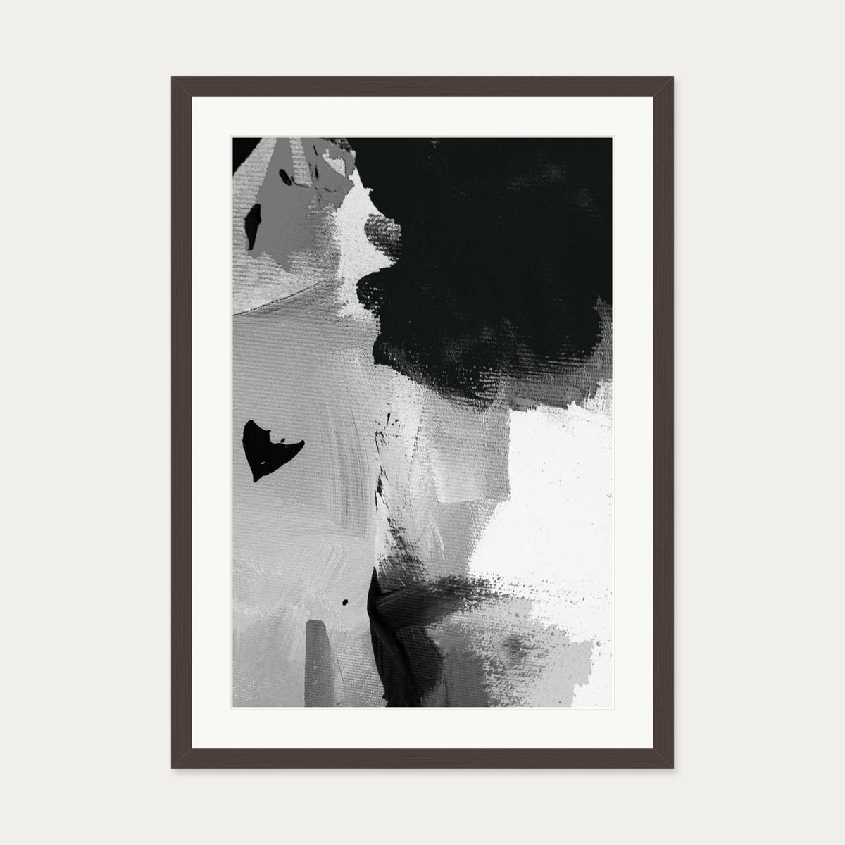 Mono Brush Strokes Art Print — 50 x 70 cm — Brown Frame
