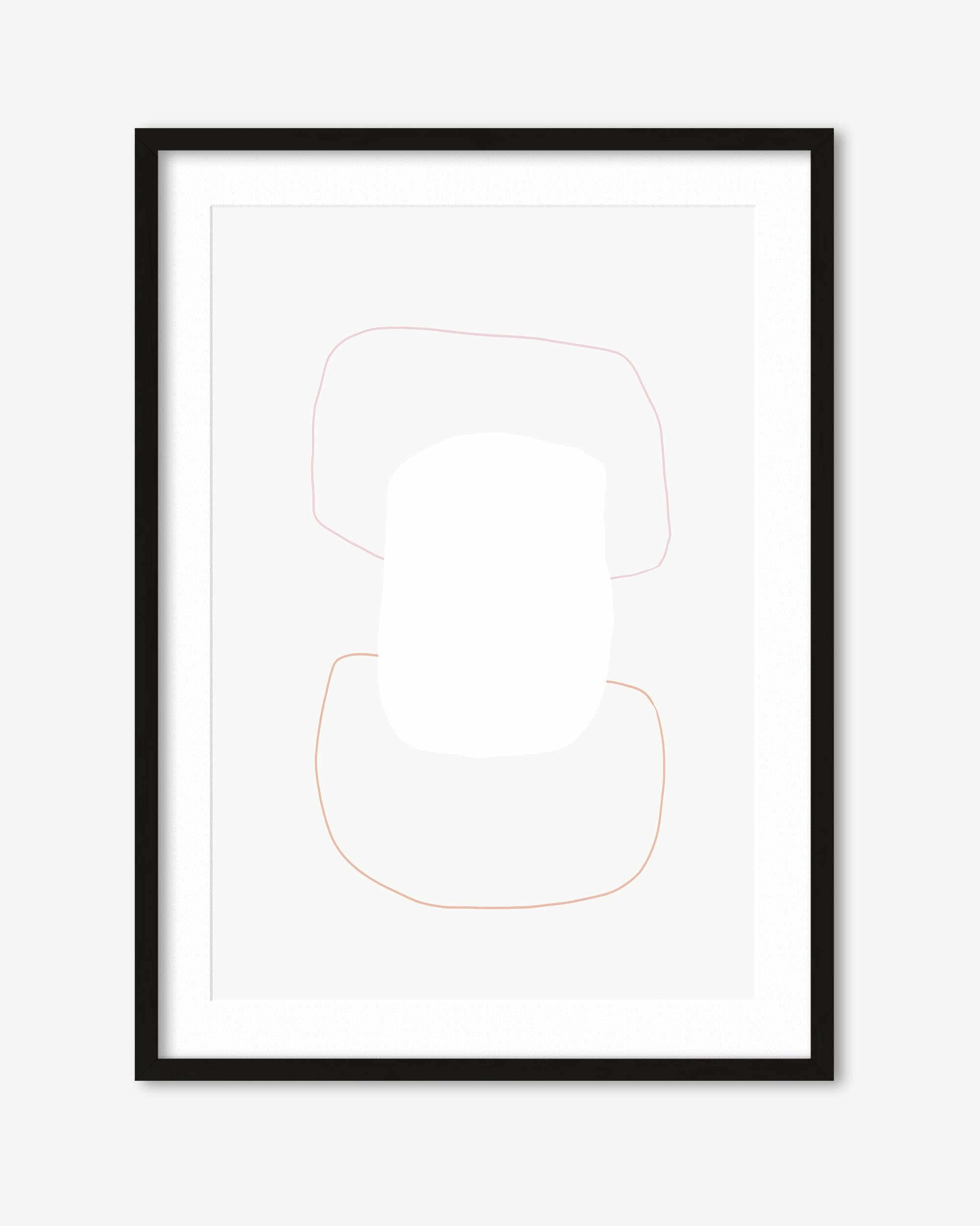 Framed abstract art with minimalistic design on a white background