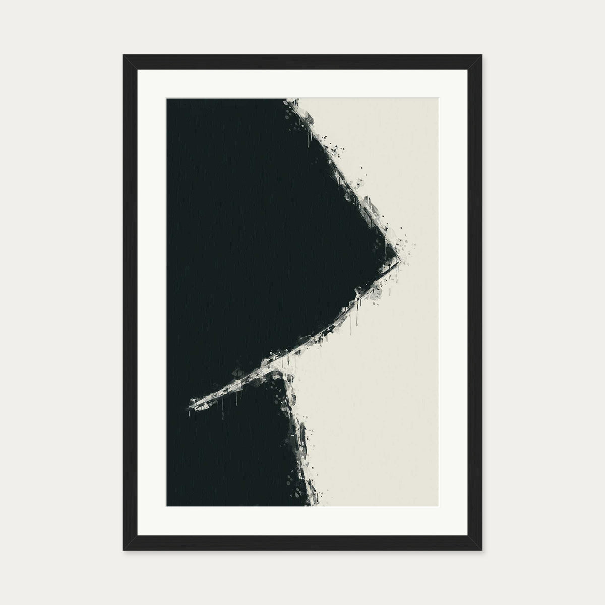 Black Geometric Shape Art Print — 50 x 70 cm — Black Frame