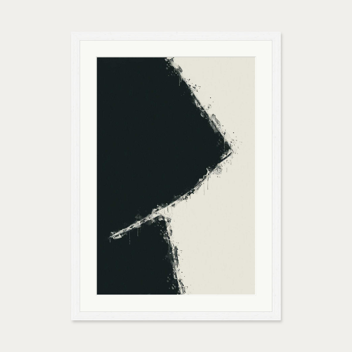 Black Geometric Shape Art Print — 50 x 70 cm — White Frame