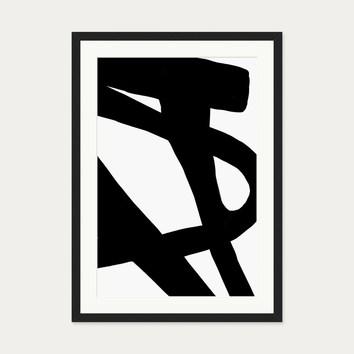 Black Line Art Abstract Art Print — 50 x 70 cm — Black Frame