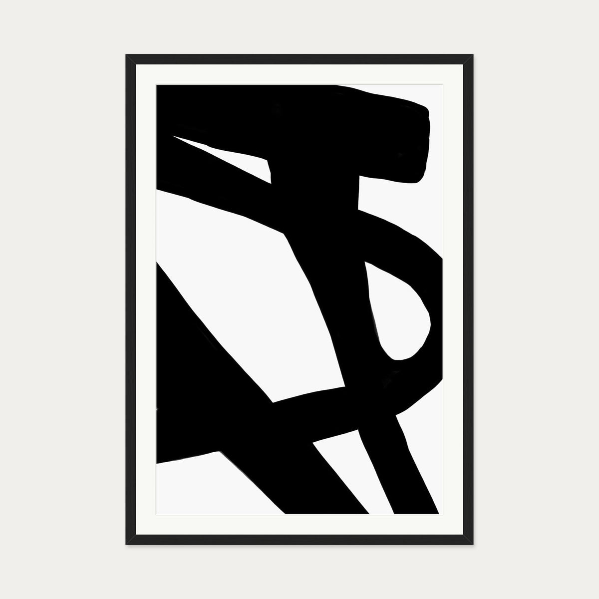 Black Line Art Abstract Art Print — 70 x 100 cm — Black Frame