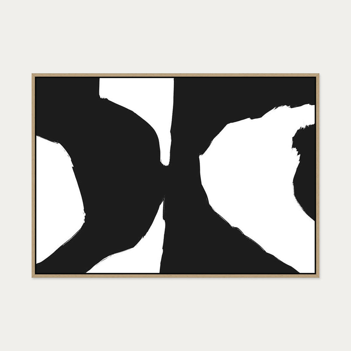 Black Optical Illusion Canvas Art — 70 x 100 cm — Oak Frame