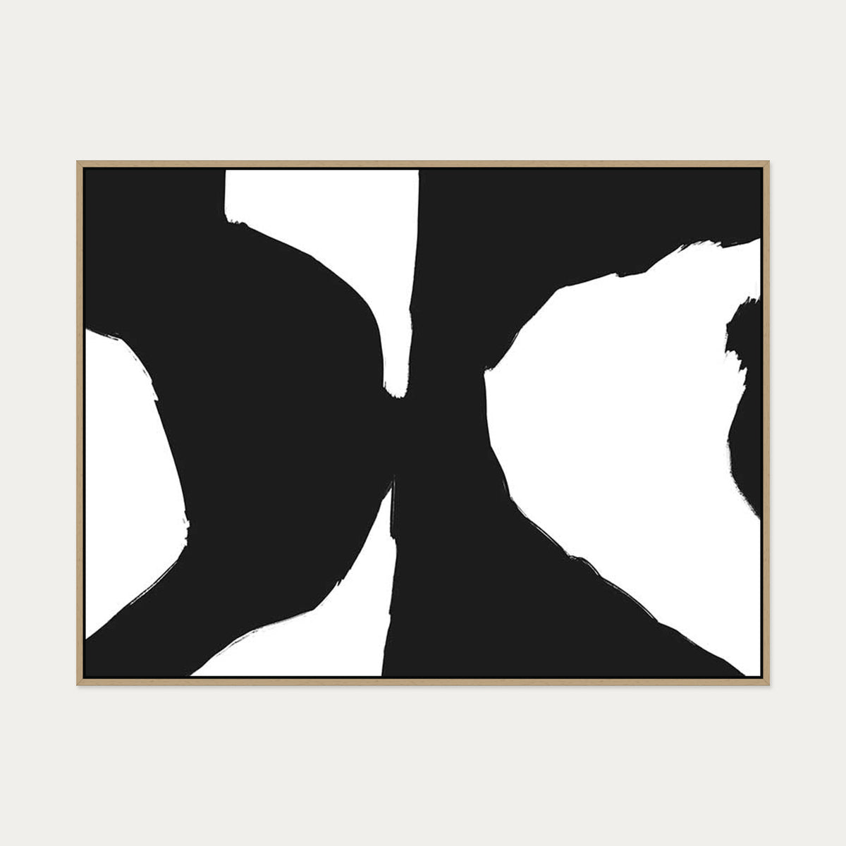 Black Optical Illusion Canvas Art — 90 x 120 cm — Oak Frame