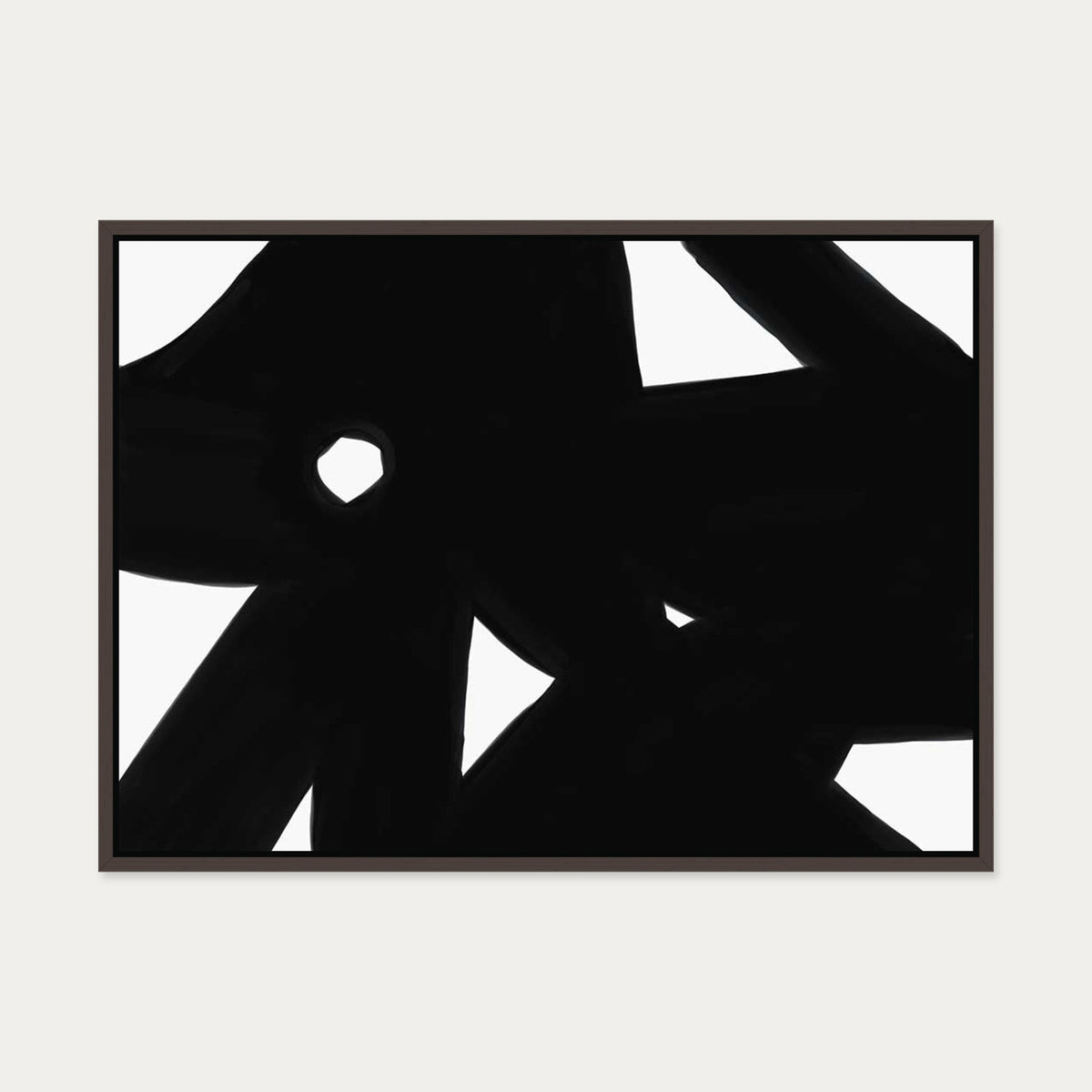 Black & White Abstract Canvas Art — 50 x 70 cm — Brown Frame