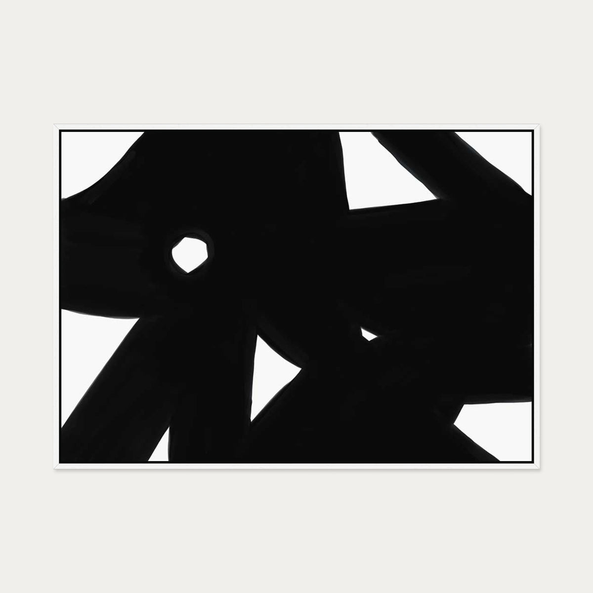 Black & White Abstract Canvas Art — 70 x 100 cm — White Frame