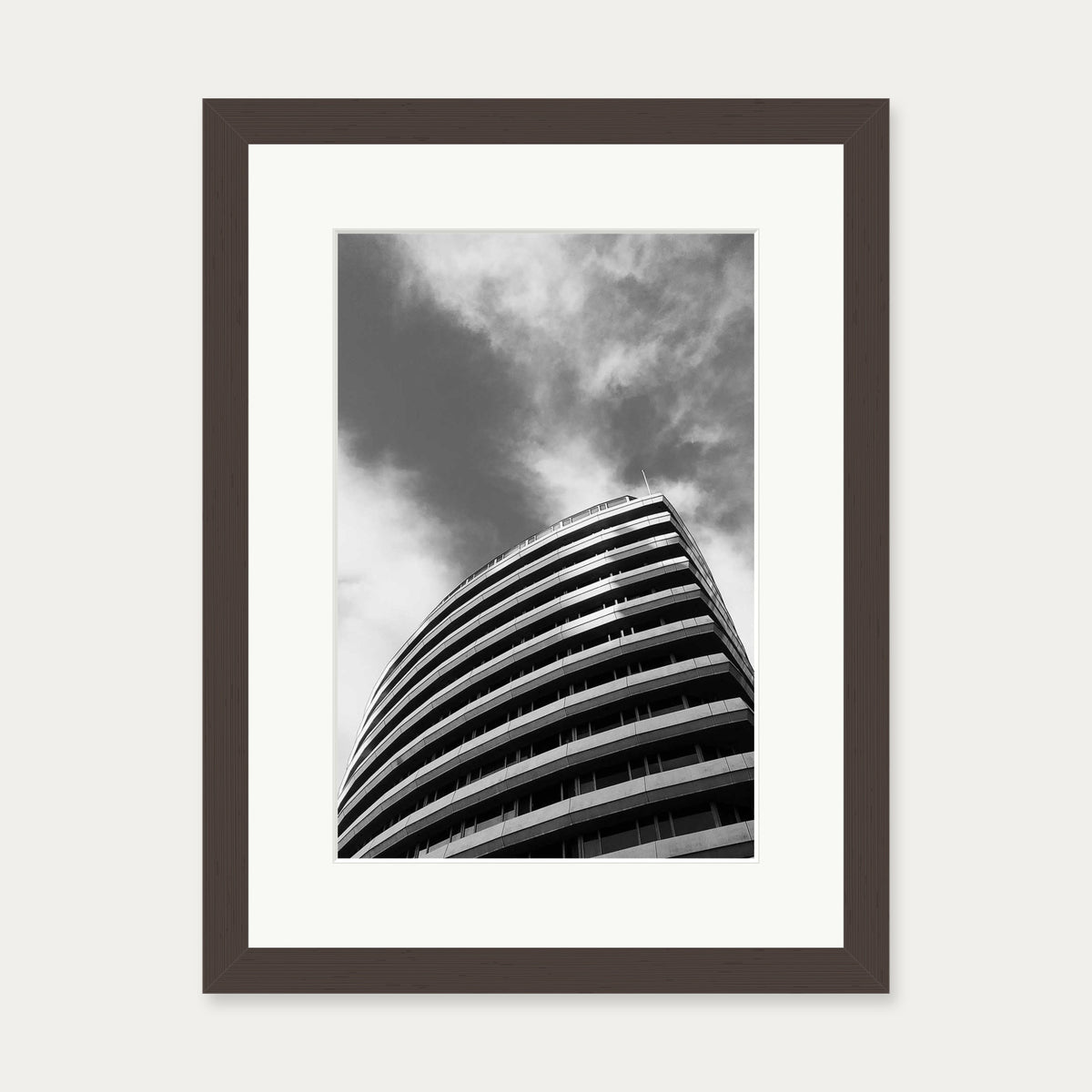 Black & White Architecture Art Print — 30 x 40 cm — Brown Frame