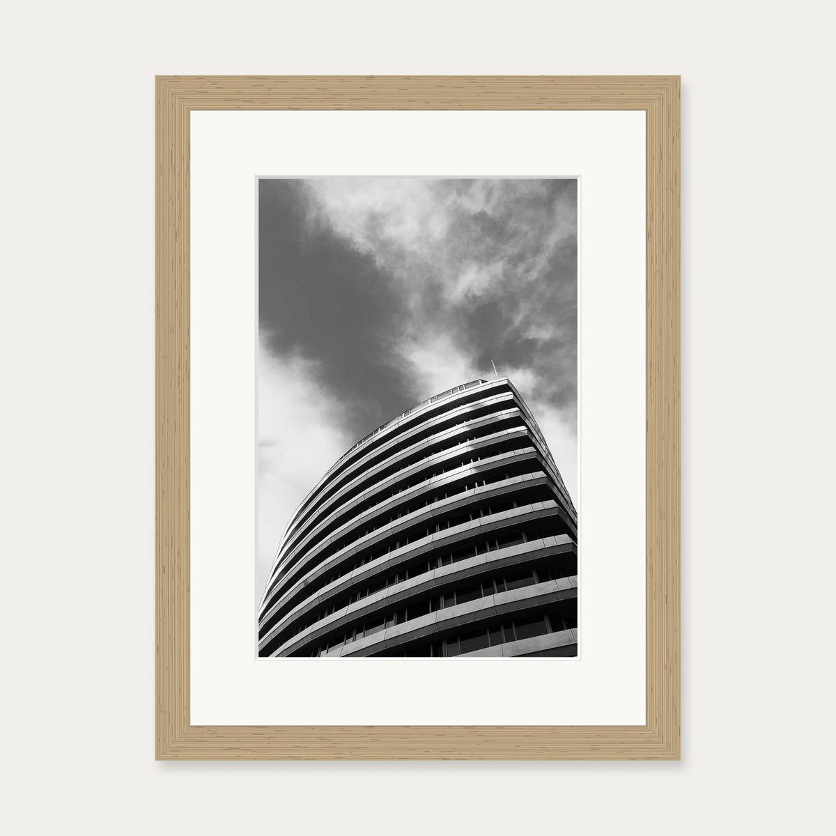 Black & White Architecture Art Print — 30 x 40 cm — Oak Frame