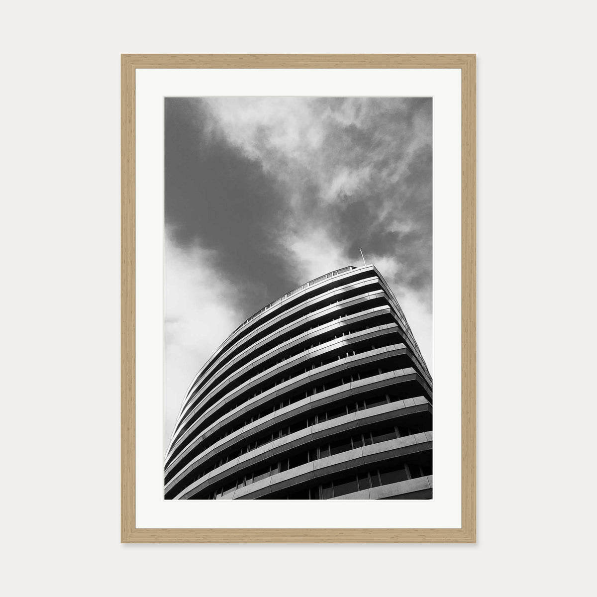 Black & White Architecture Art Print — 50 x 70 cm — Oak Frame