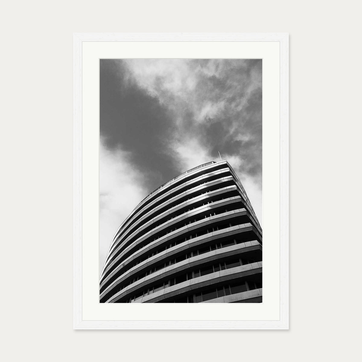 Black & White Architecture Art Print — 50 x 70 cm — White Frame