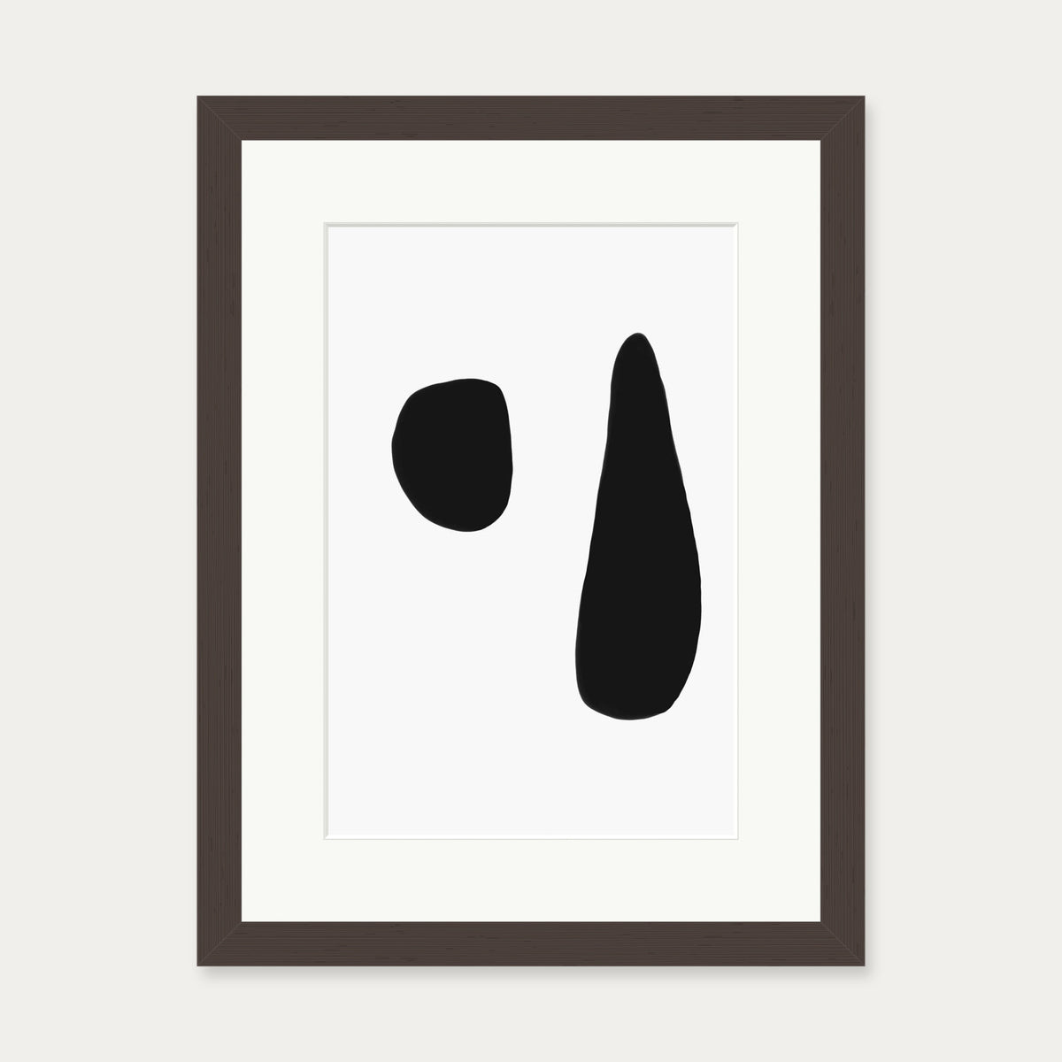 Black & White Composition Art Print — 30 x 40 cm — Brown Frame