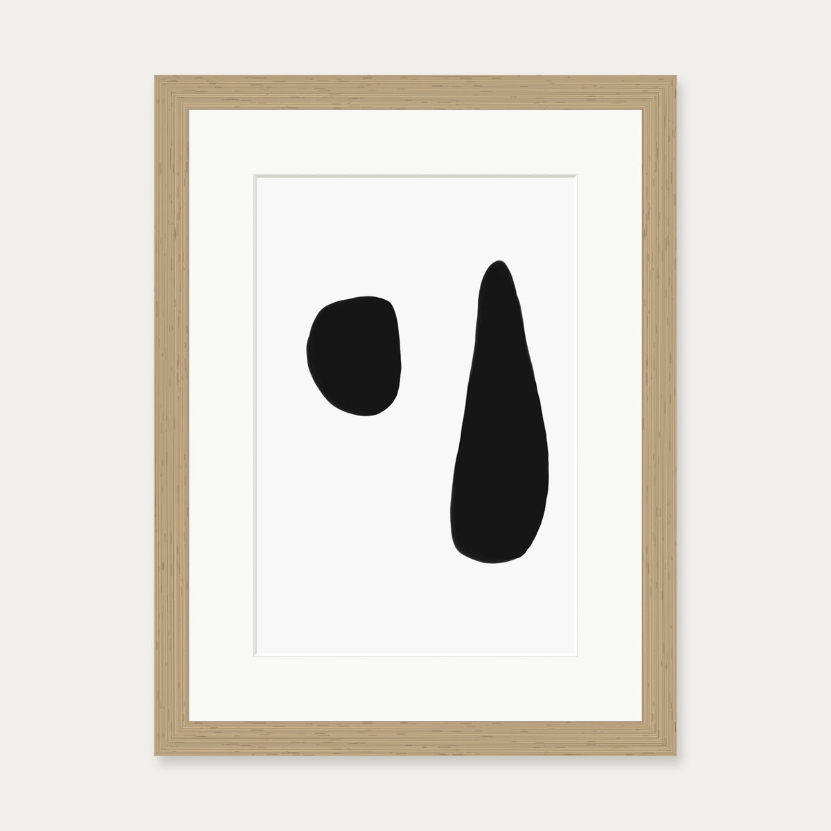 Black & White Composition Art Print — 30 x 40 cm — Oak Frame