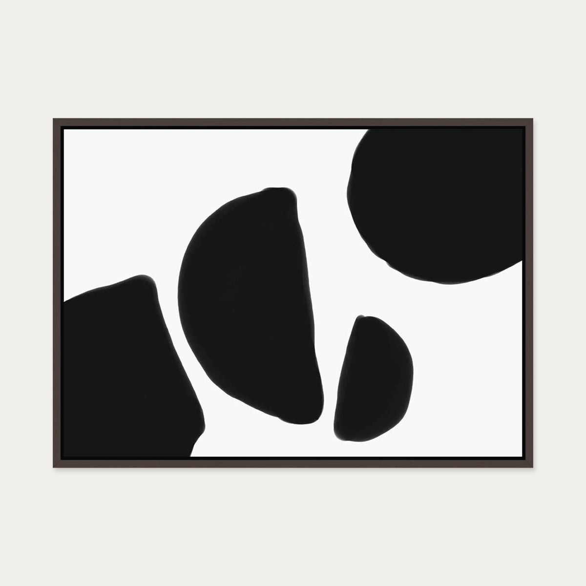 Black & White Shapes Canvas Art — 50 x 70 cm — Brown Frame