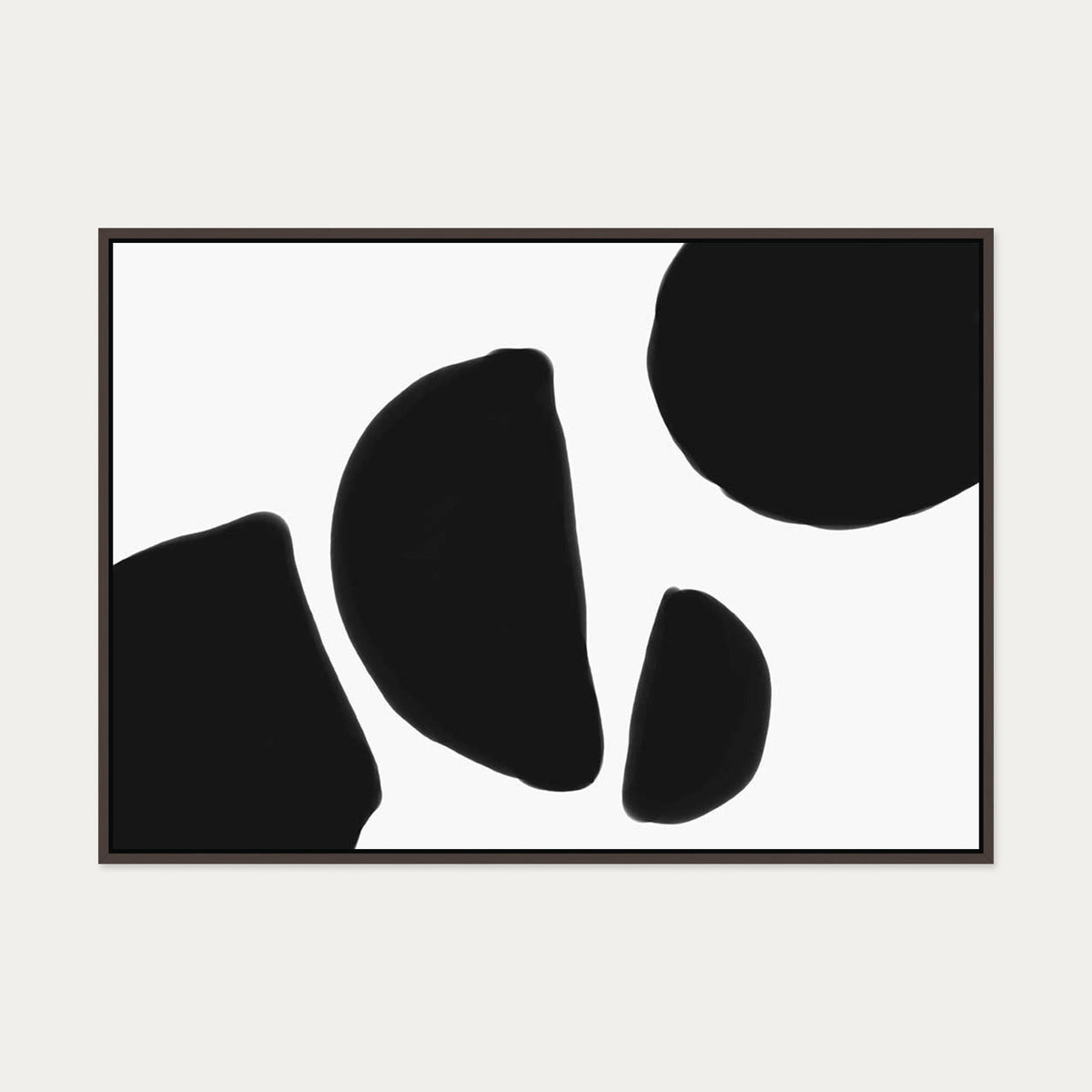 Black & White Shapes Canvas Art — 70 x 100 cm — Brown Frame
