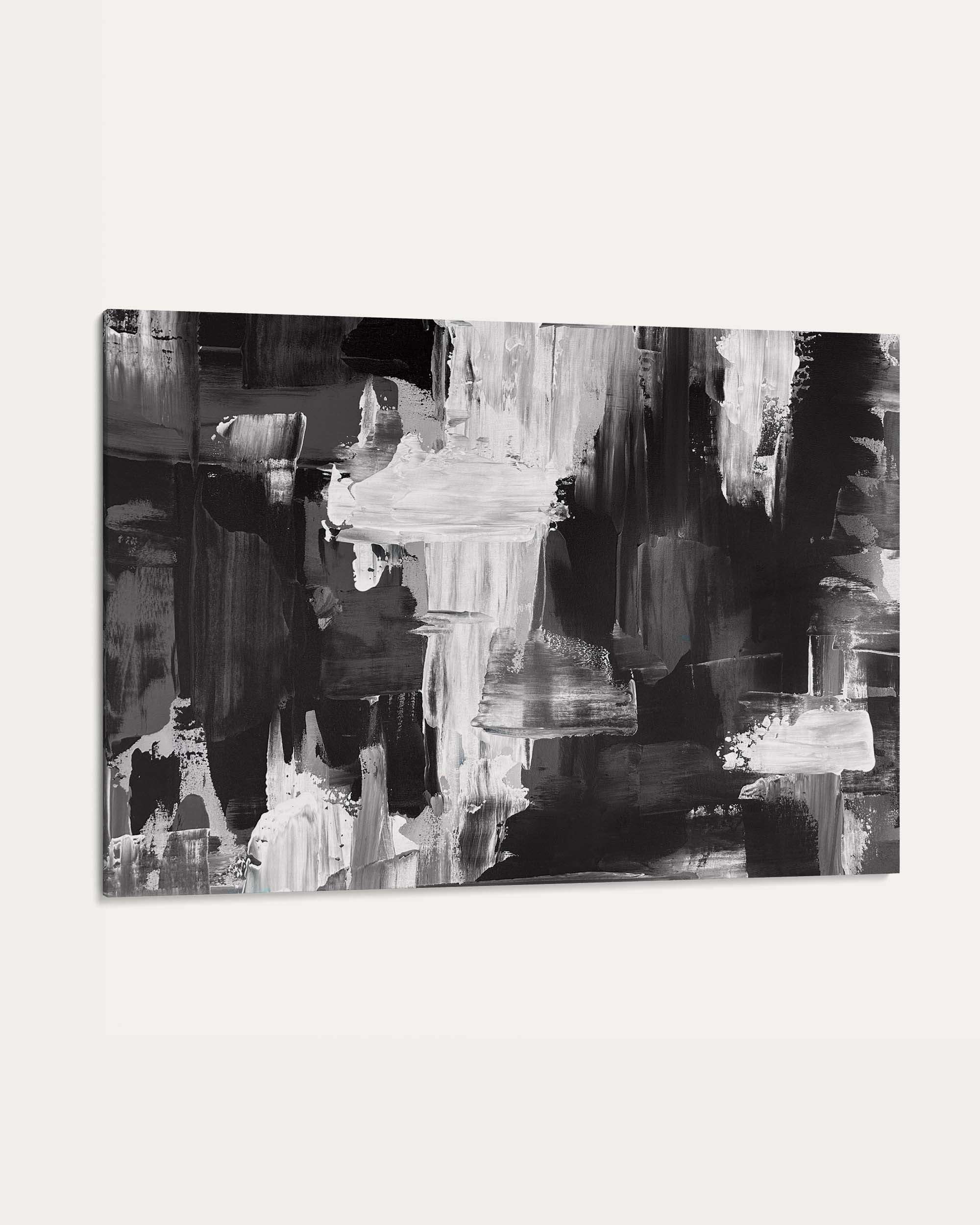 Abstract black and white painting on a white background