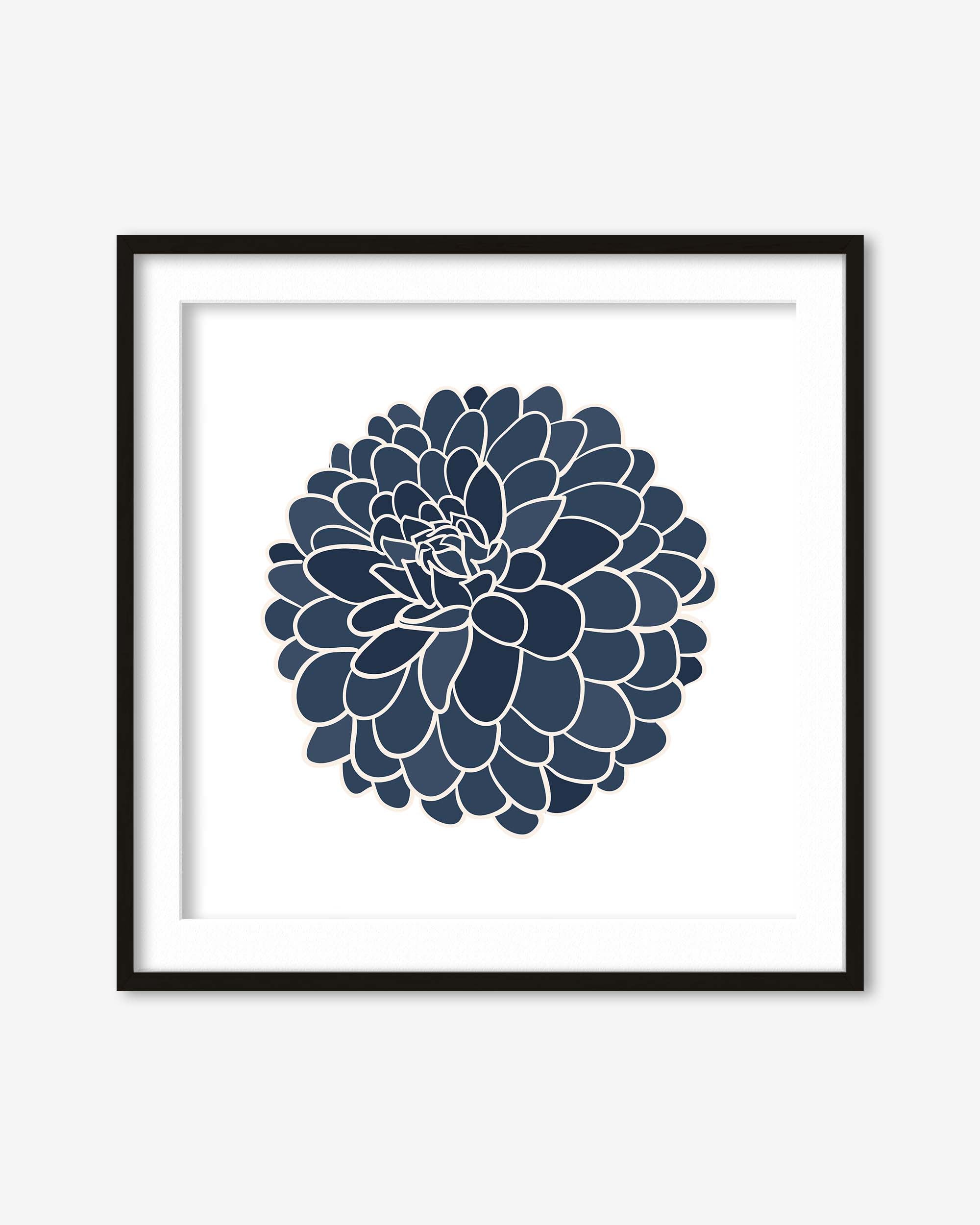 Blue Dahlia Square Art Print