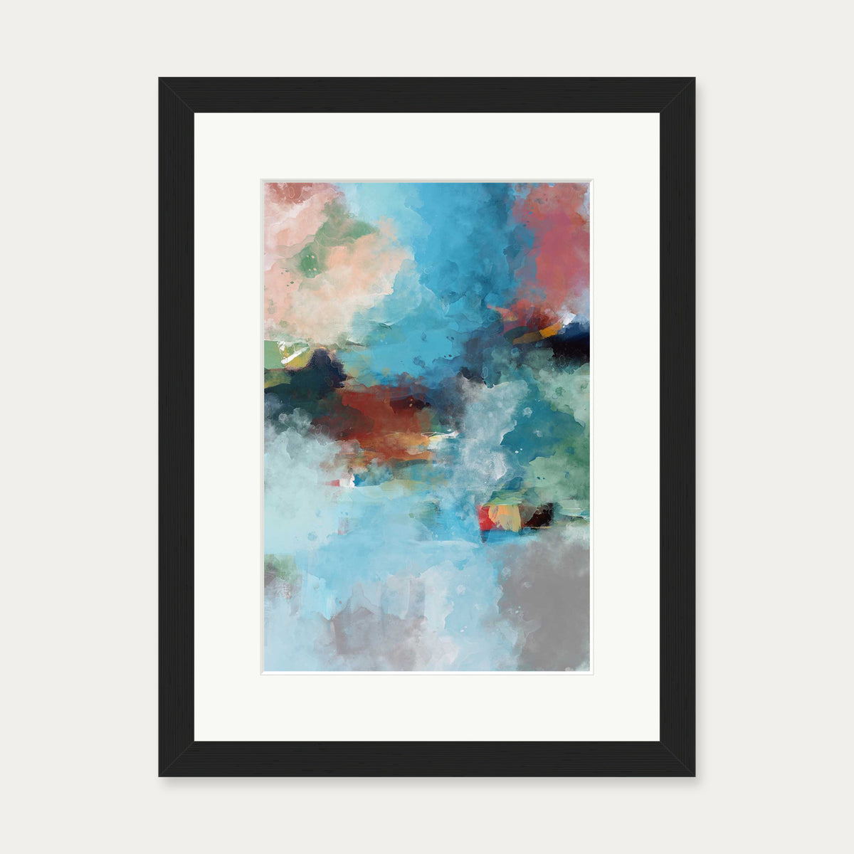 Blue Abstract Clouds Art Print — 30 x 40 cm — Black Frame