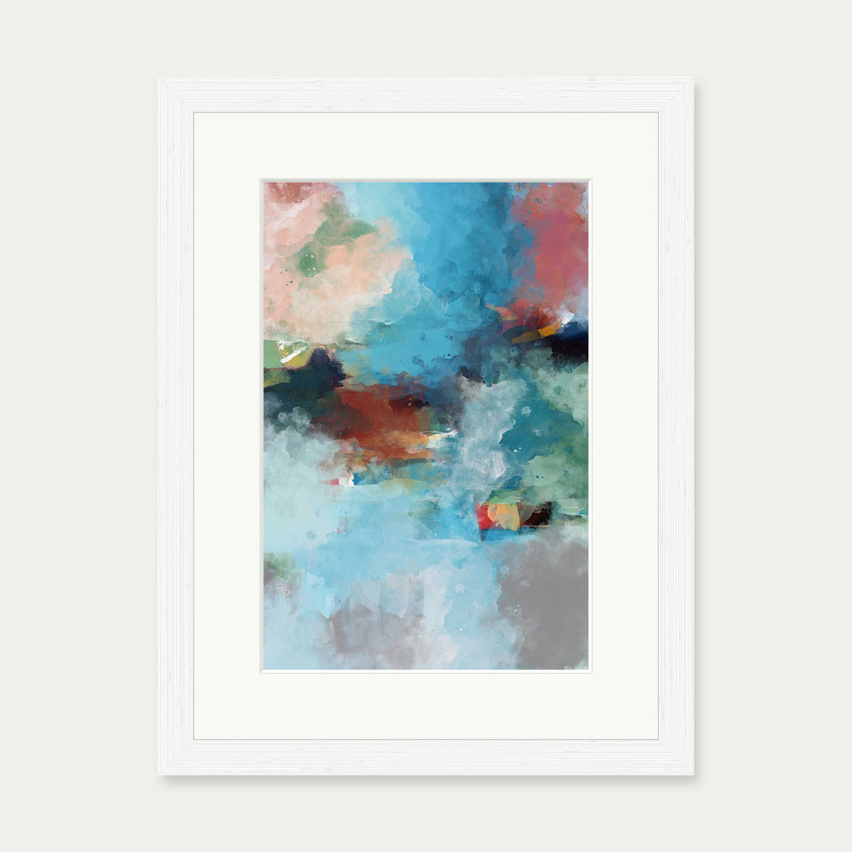 Blue Abstract Clouds Art Print — 30 x 40 cm — White Frame