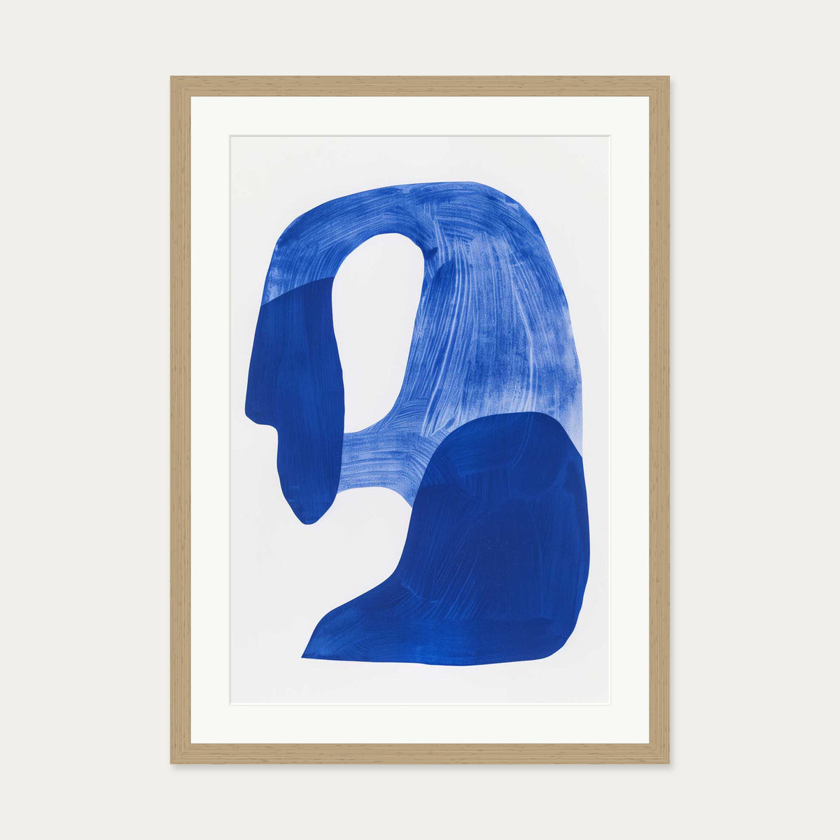 Blue Abstract Rock Wall Art Print — 50 x 70 cm — Oak Frame