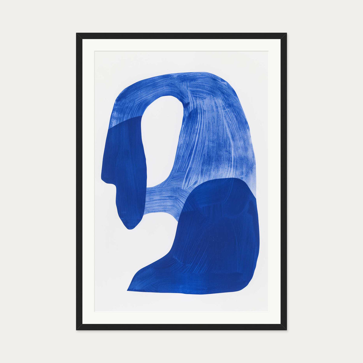 Blue Abstract Rock Wall Art Print — 70 x 100 cm — Black Frame