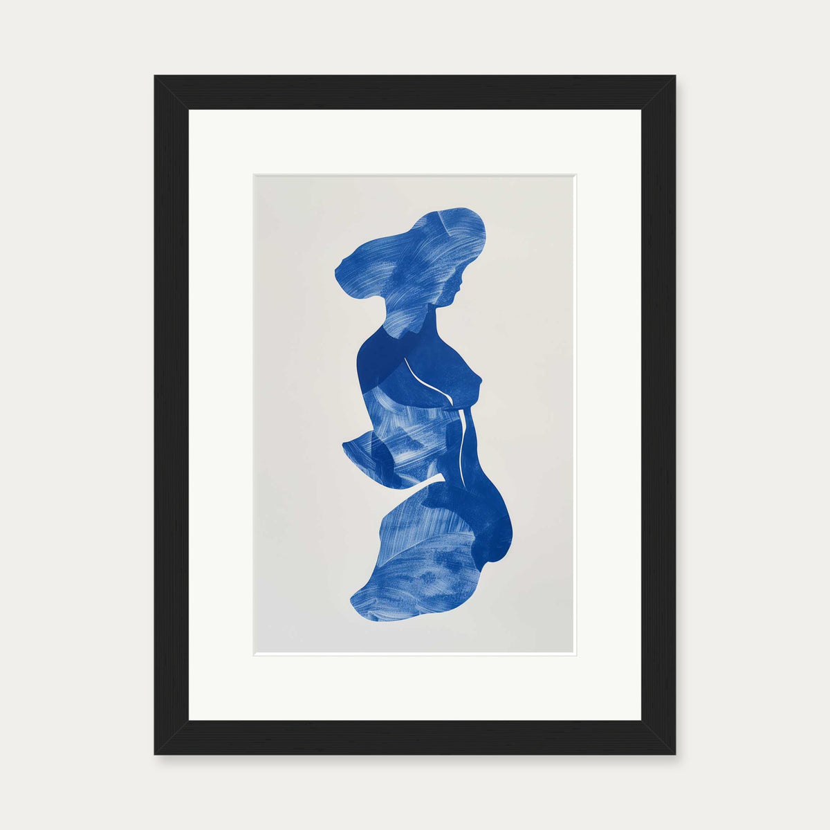 Blue Abstract Wall Art Print — 30 x 40 cm — Black Frame