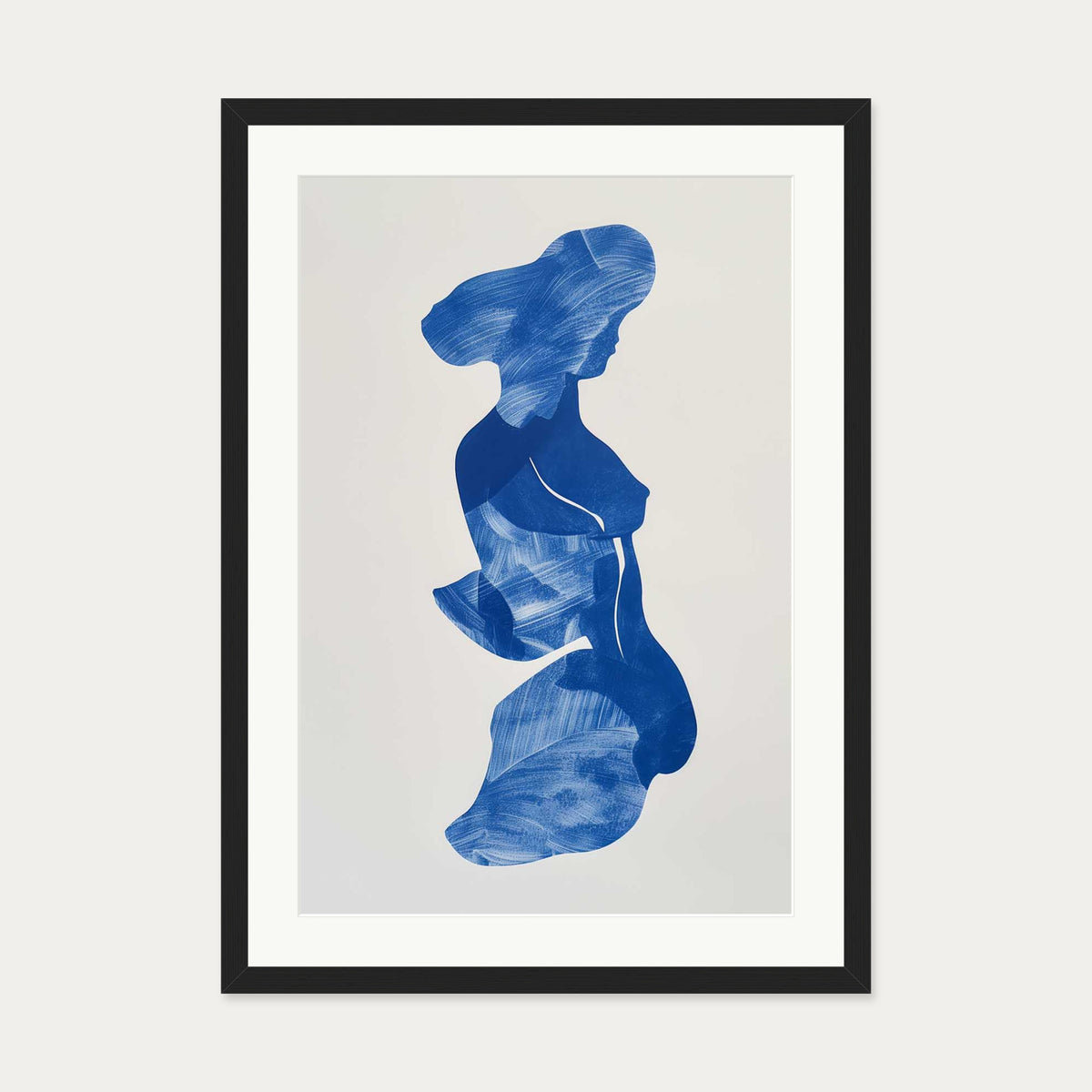 Blue Abstract Wall Art Print — 50 x 70 cm — Black Frame