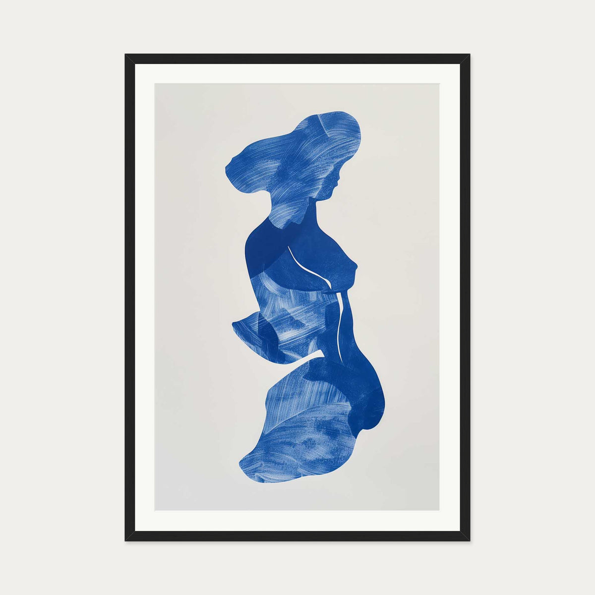 Blue Abstract Wall Art Print — 70 x 100 cm — Black Frame