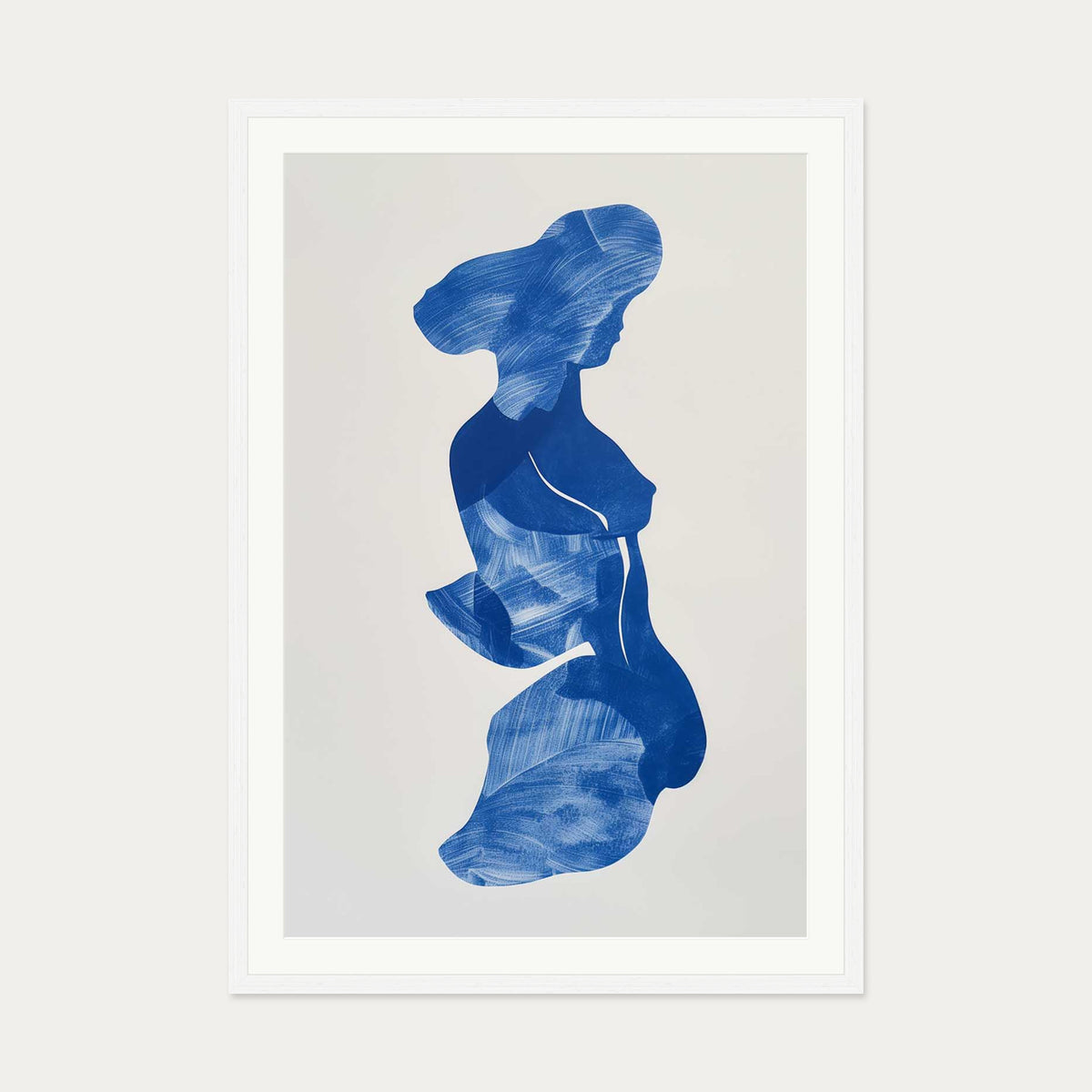Blue Abstract Wall Art Print — 70 x 100 cm — White Frame