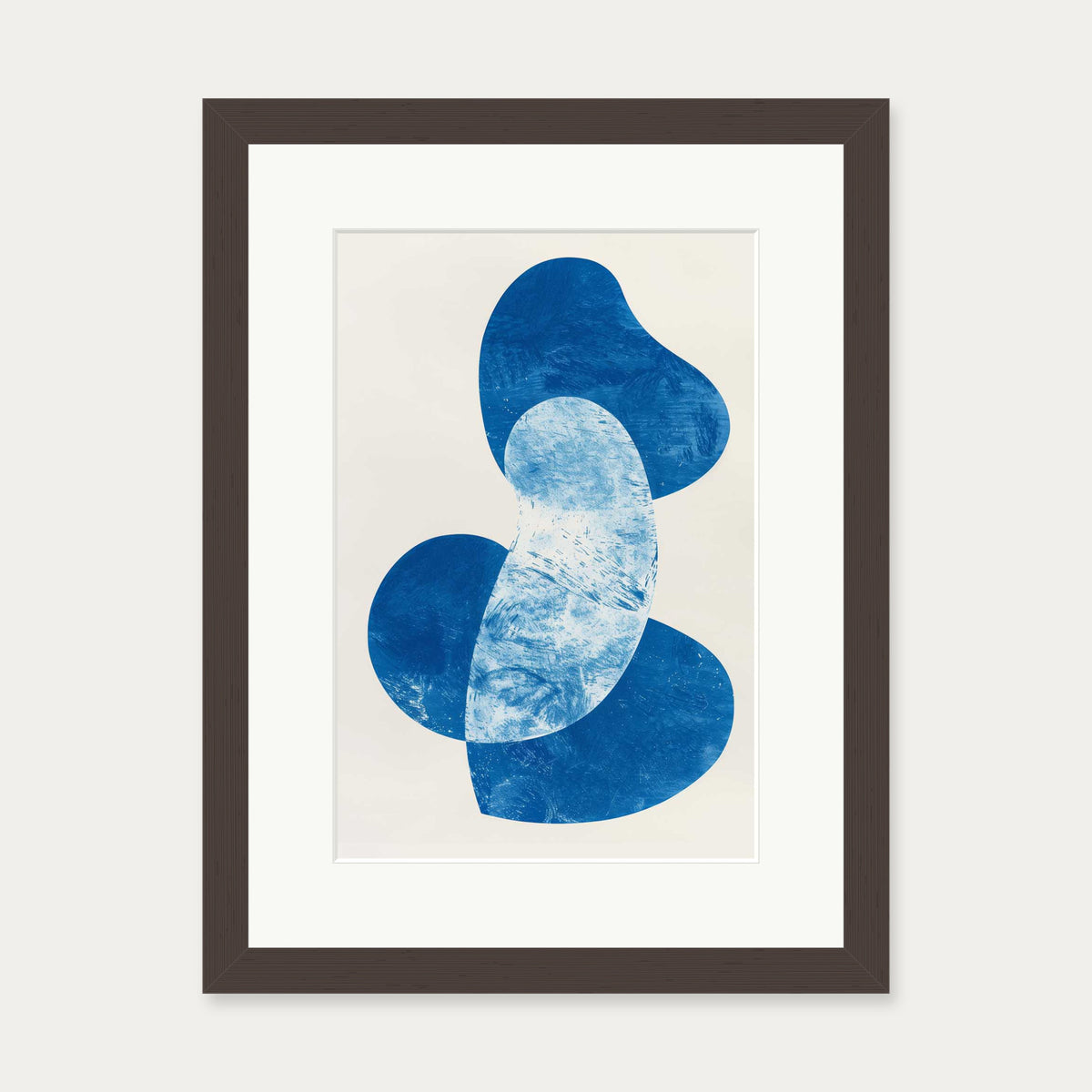 Blue Abstract Whale Wall Art — 30 x 40 cm — Brown Frame