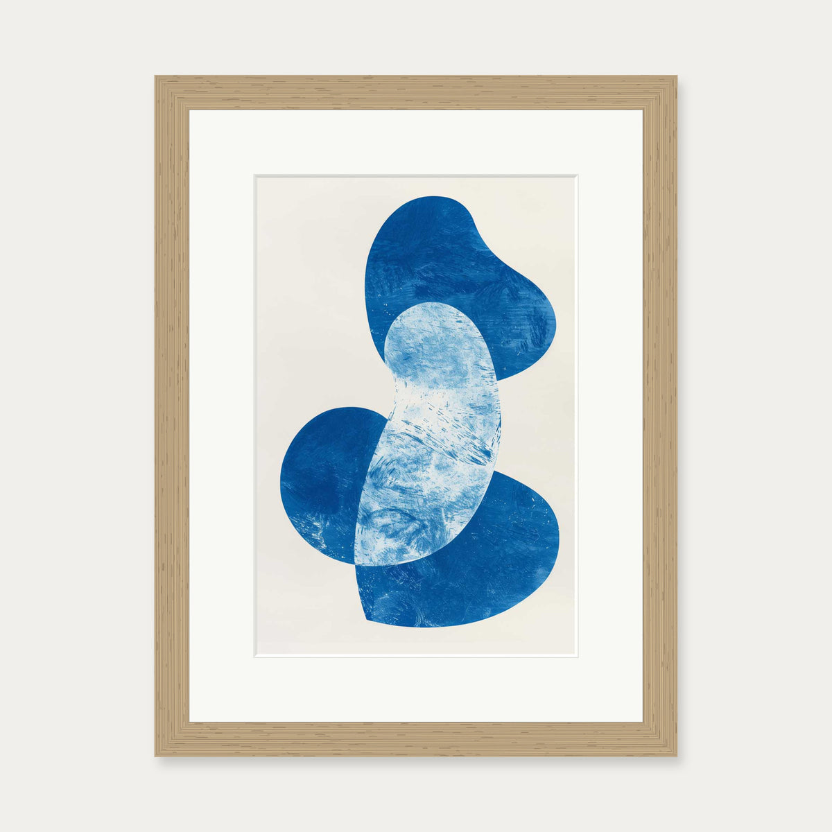 Blue Abstract Whale Wall Art — 30 x 40 cm — Oak Frame