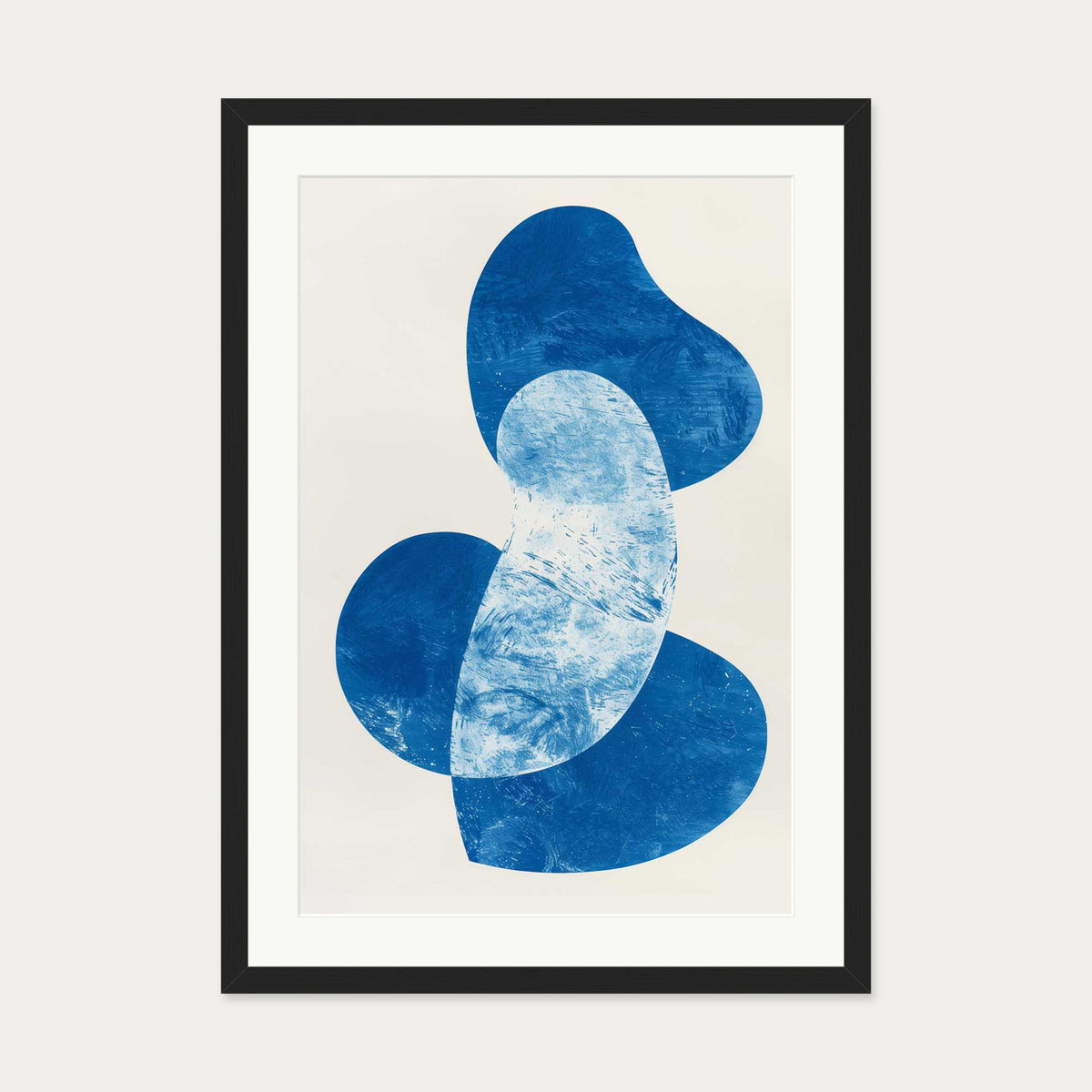 Blue Abstract Whale Wall Art — 50 x 70 cm — Black Frame