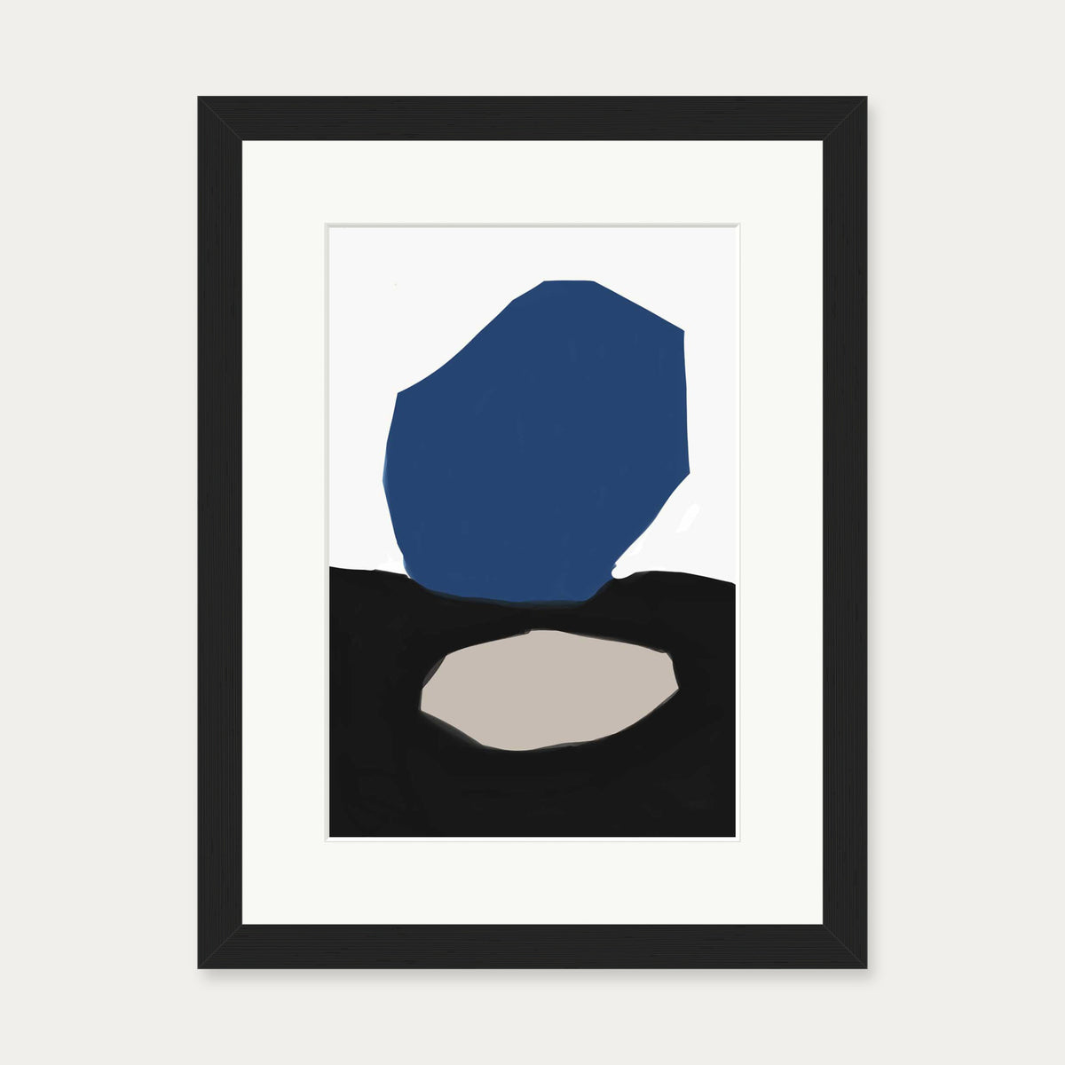 Blue Black Abstract Design Art Print — 30 x 40 cm — Black Frame
