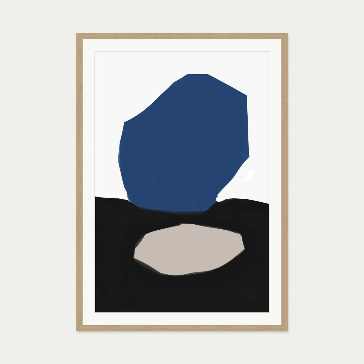 Blue Black Abstract Design Art Print — 70 x 100 cm — Oak Frame